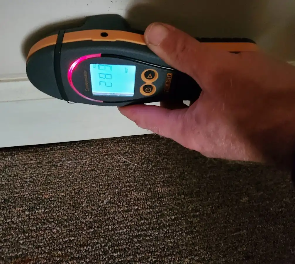 Moisture detection at baseboard during Burst Pipe Cleanup in Watertown